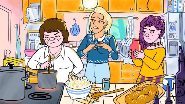 LONG STORY SHORT, from left: Naomi Schwartz (voice: Lisa Edelstein), Jen (voice: Angelique Cabral), Shira Schwooper (voice: Abbi Jacobson), (Season 1, aired Aug. 22, 2025). photo: ©Netflix / Courtesy Everett Collection