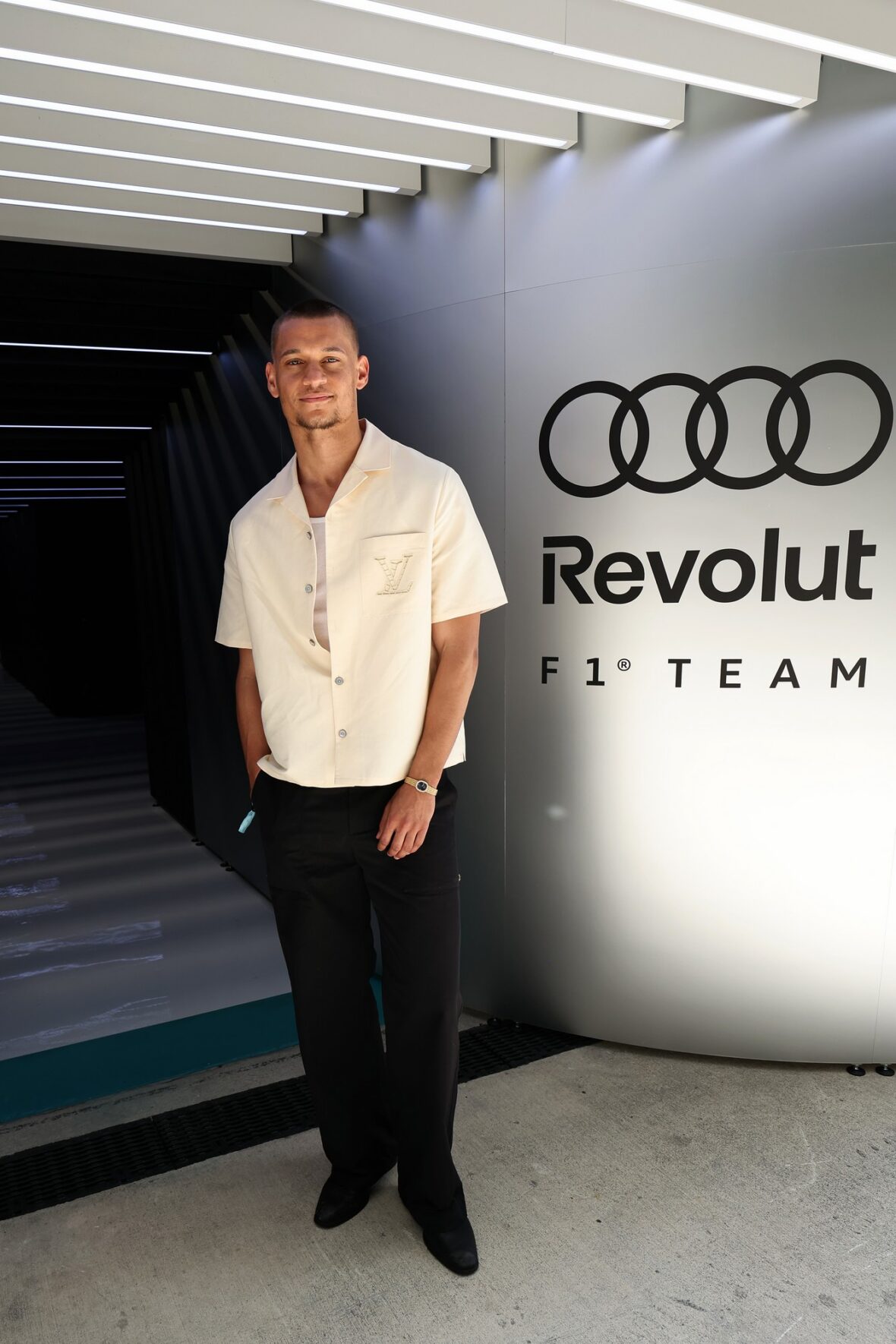 Chase Infiniti and Tyriq Withers at Audi F1 team garage