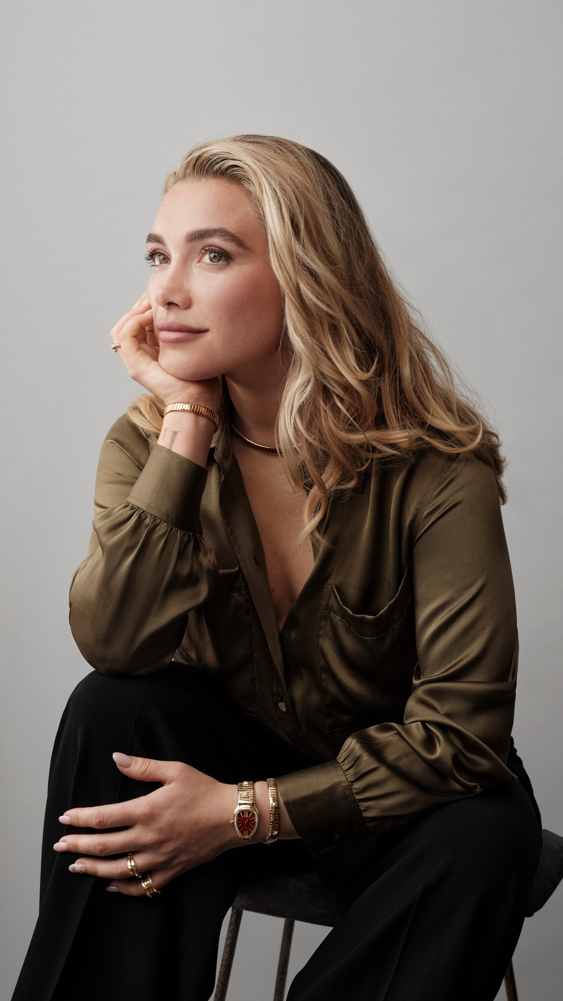 Florence Pugh in a portrait for Bulgari