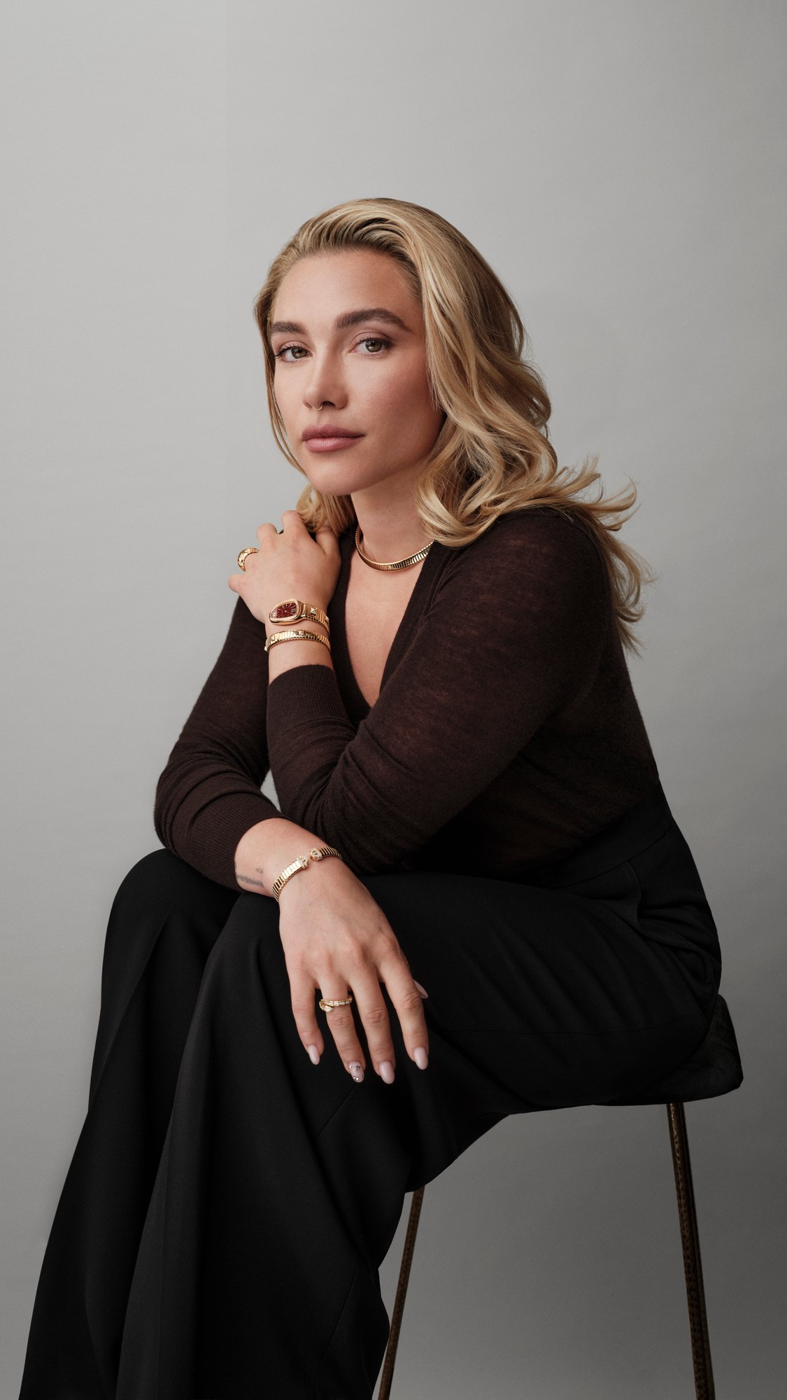 Florence Pugh in a portrait for Bulgari