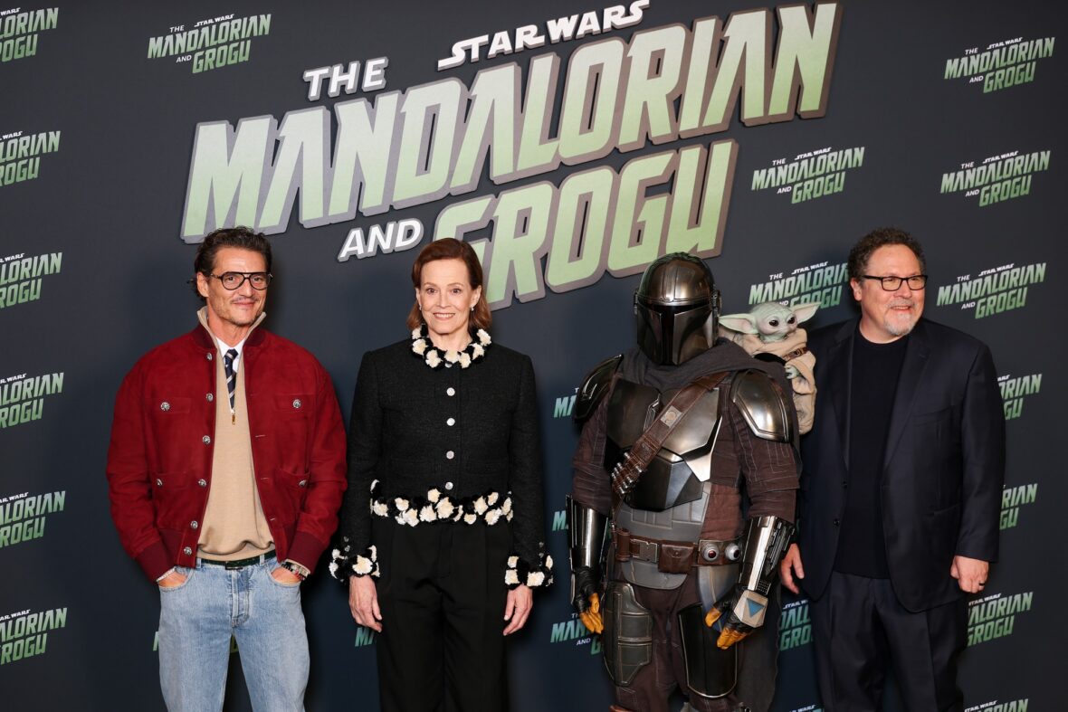 Sigourney Weaver and Pedro Pascal attend the "The Mandalorian And Grogu" Premiere in Paris, France