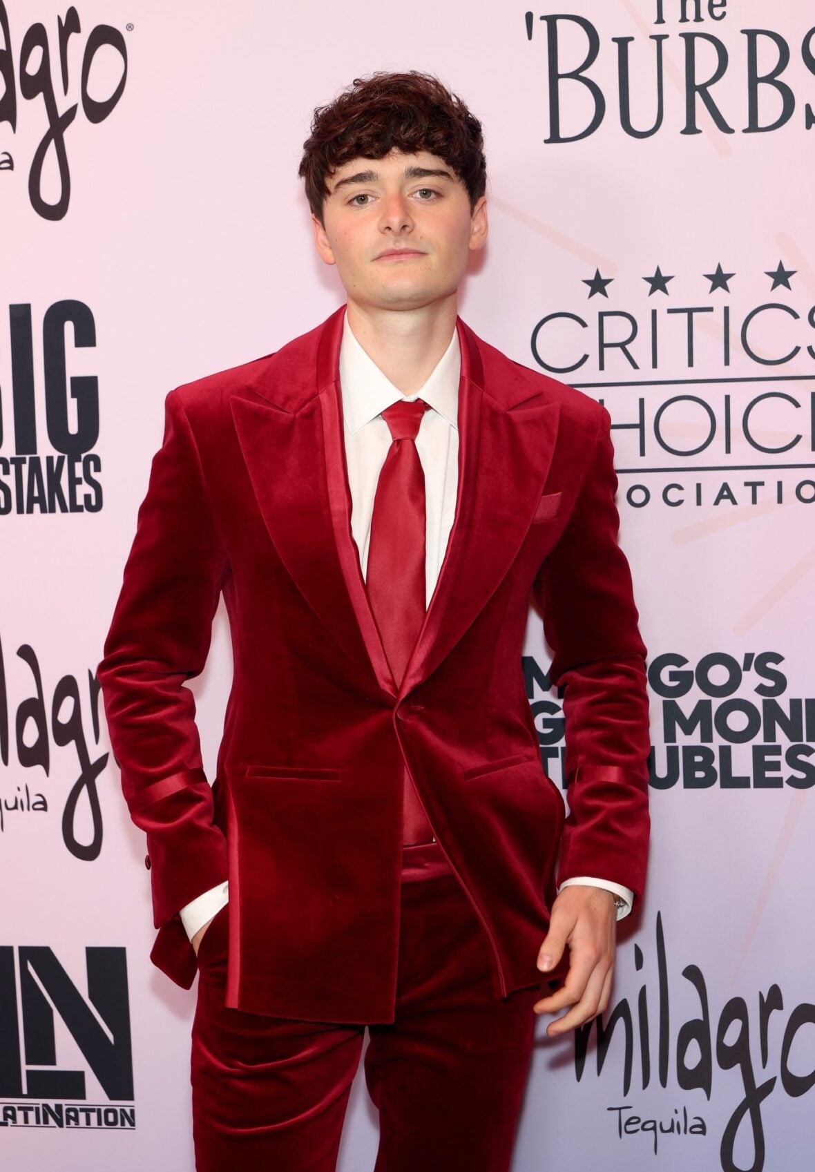 Noah Schnapp posing on the red carpet at the Celebration of LGBTQ+ Cinema & Television