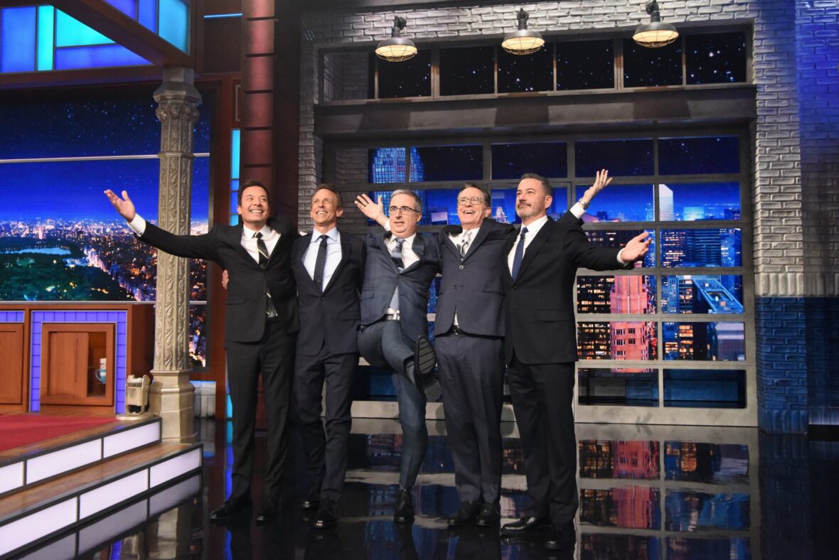 Jimmy Fallon, Jimmy Kimmel, Seth Meyers, and John Oliver visit "The Late Show with Stephen Colbert"