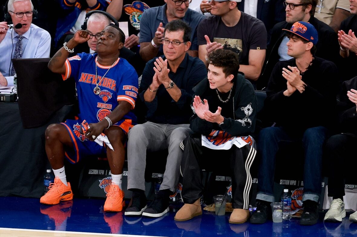 Timothee Chalamet courtside at Knicks game