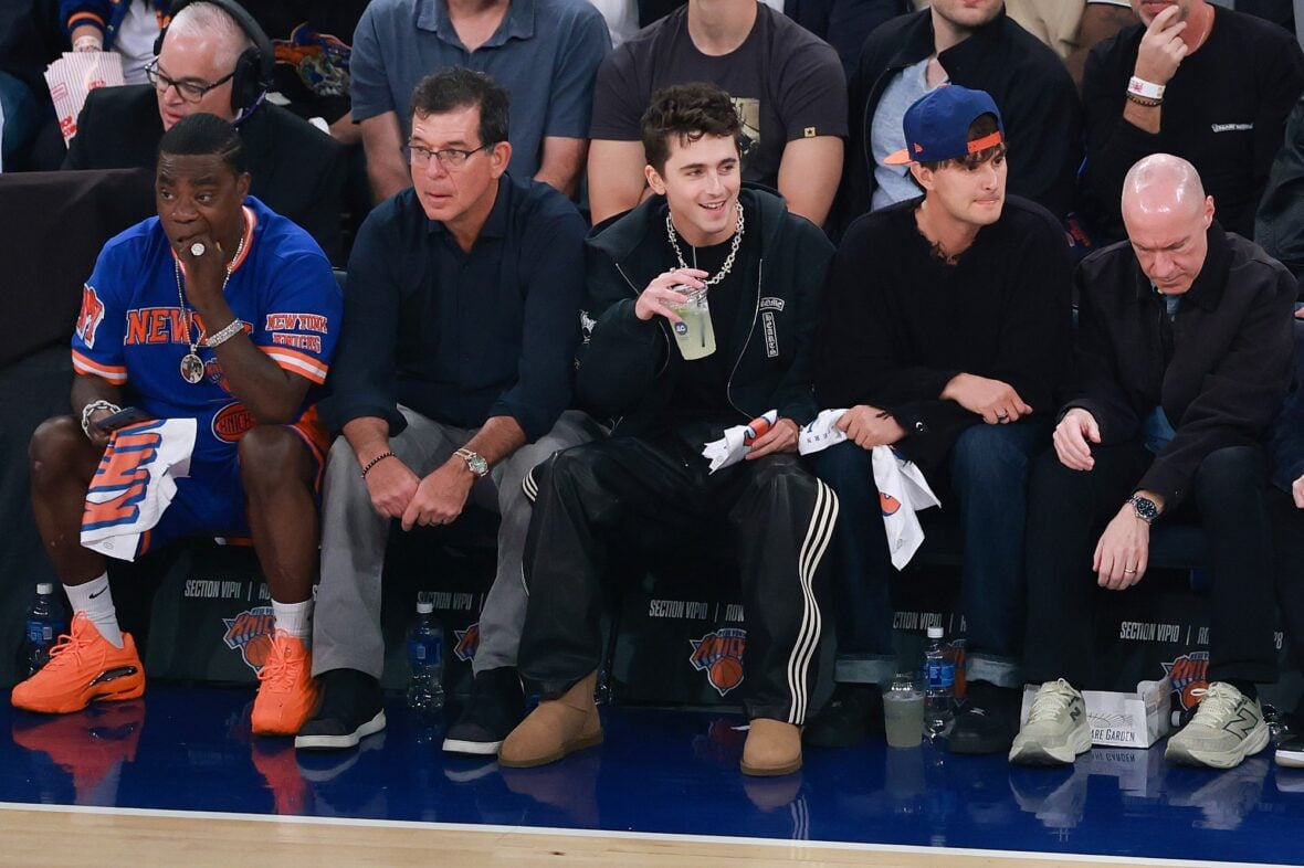Timothee Chalamet courtside at Knicks game
