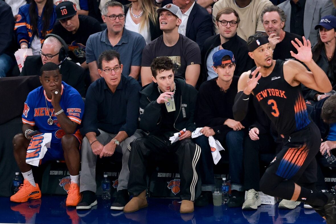 Timothee Chalamet courtside at Knicks game
