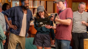 Colman Domingo and Executive Producer Tina Fey behind the scenes of 'The Four Seasons' Episode 202.