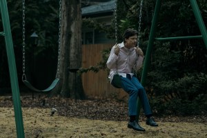 'DTF St. Louis,' one of the best series of 2026, stars Jason Bateman as Clark Forrest, shown here sitting sadly on a swingset