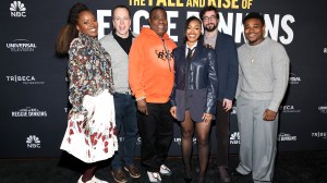 Erika Alexander, Robert Carlock, Tracy Morgan, Precious Way, Sam Means and Jalyn Hall attend 'The Fall and Rise of Reggie Dinkins' New York Screening at Tribeca Film Center on March 03, 2026 in New York City.