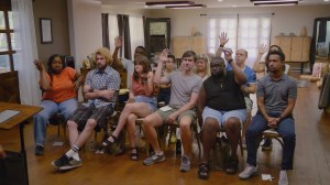 Front: Jackie (LaNisa Frederick), Dougie Jr. (Alex Bonifer), Amy (Emily Pendergast), Other Anthony (Rob Lathan), PJ (Marc-Sully Saint-Fleur), Anthony; Back: Steve (Warren Burke), Claire (Rachel Kaly), Helen (Stephanie Hodge), Jimmy (Jim Woods)