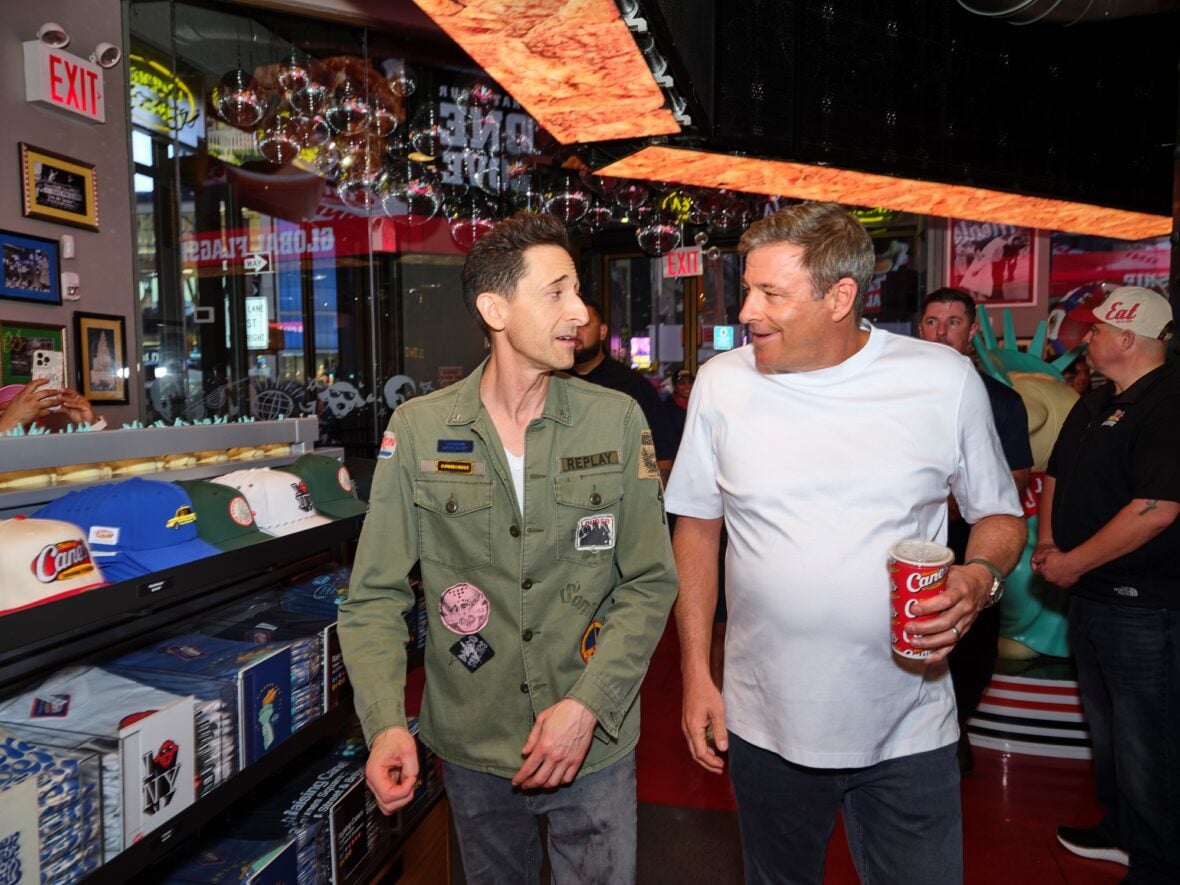Adrien Brody designs mural for Raising Cane's