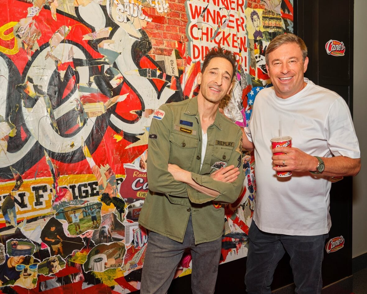 Adrien Brody designs mural for Raising Cane's