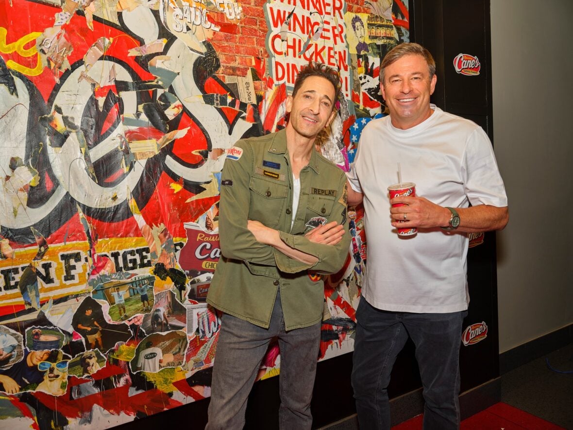 Adrien Brody designs mural for Raising Cane's