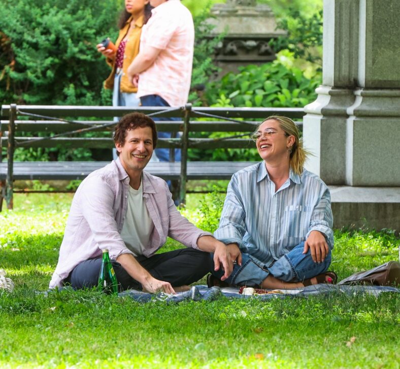 Andy Samberg & Florence Pugh on 42.6 Years set