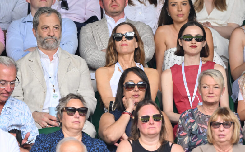 Judd Apatow, Leslie Mann, and Maude Apatow at the 2026 Wimbledon Championships.