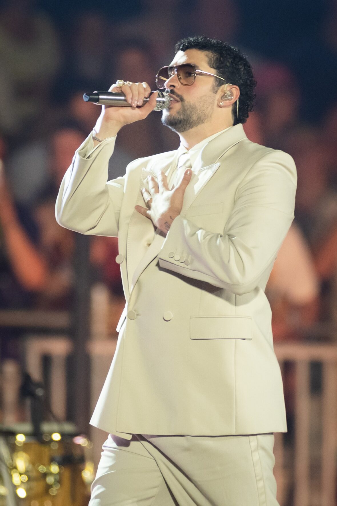 Bad Bunny performs on stage at Dusseldorff tour stop
