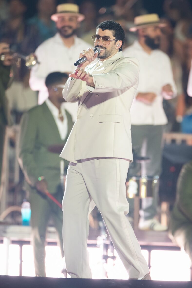 Bad Bunny performs on stage at Dusseldorff tour stop