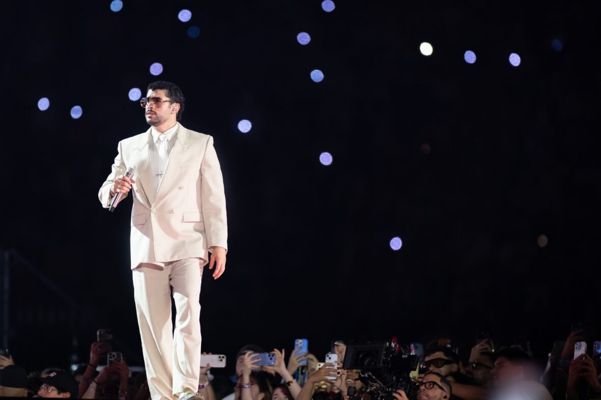 Bad Bunny performs on stage at Dusseldorff tour stop
