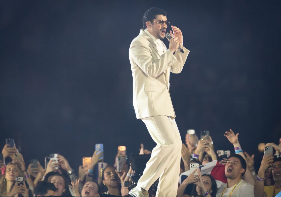 Bad Bunny performs on stage at Dusseldorff tour stop