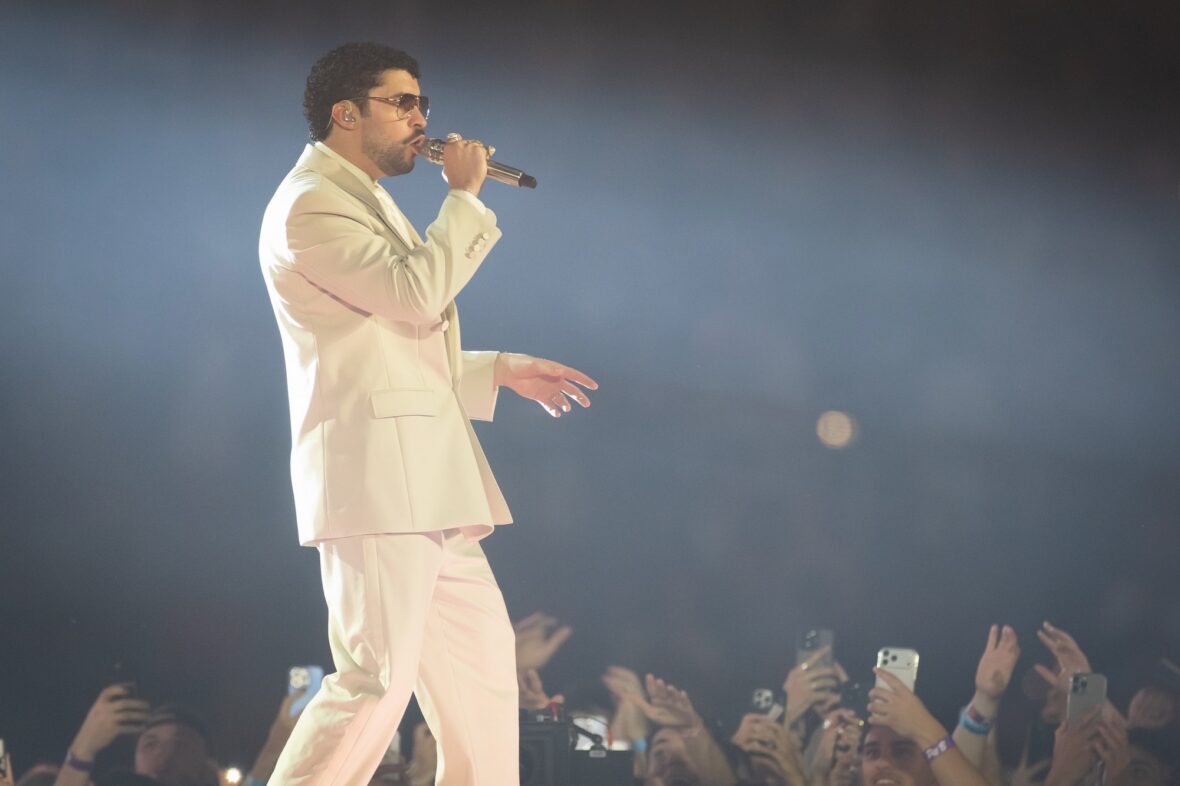 Bad Bunny performs on stage at Dusseldorff tour stop