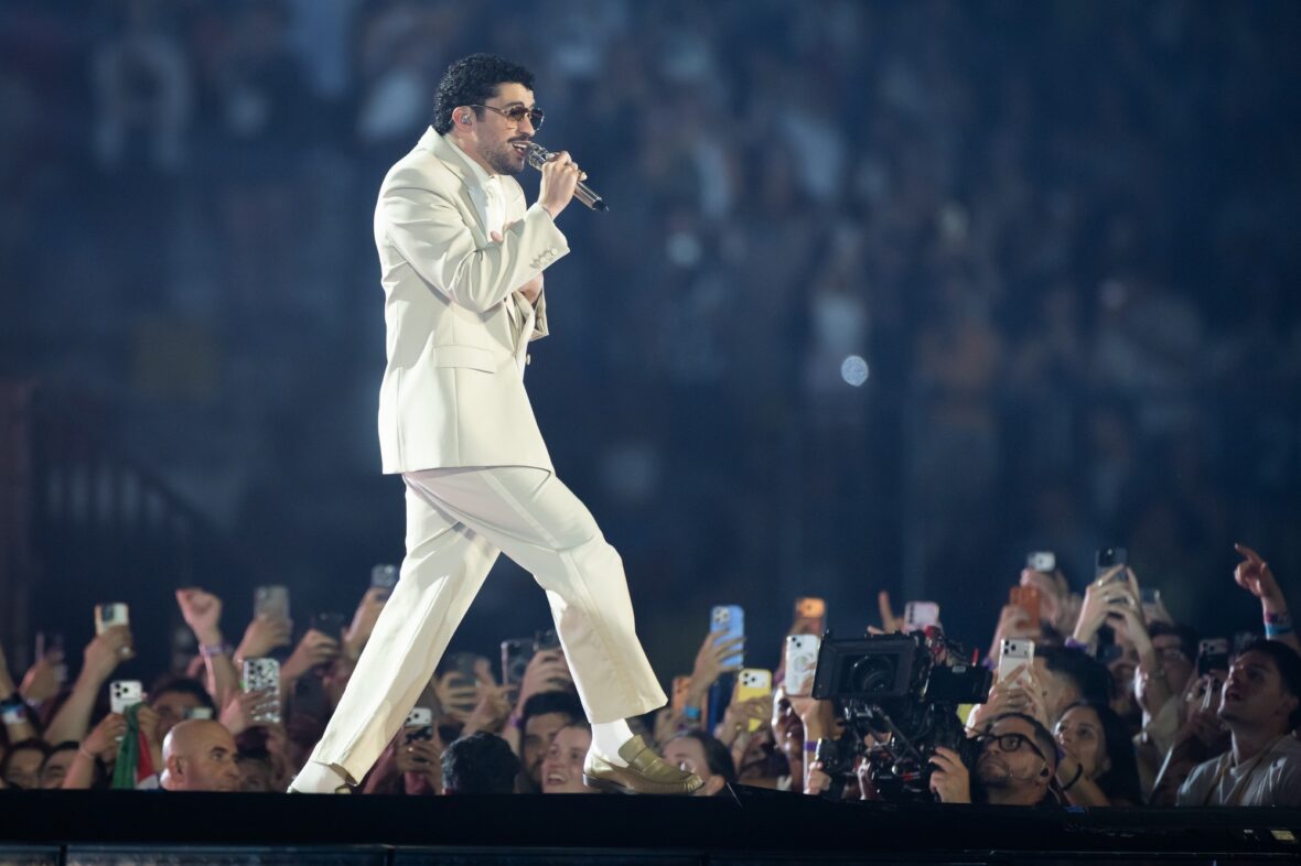 Bad Bunny performs on stage at Dusseldorff tour stop