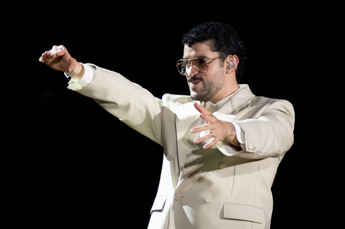Bad Bunny performs on stage at Dusseldorff tour stop