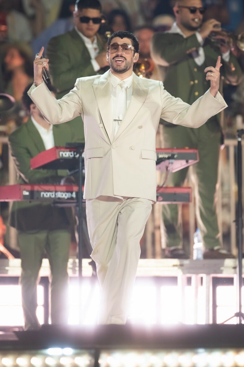 Bad Bunny performs on stage at Dusseldorff tour stop