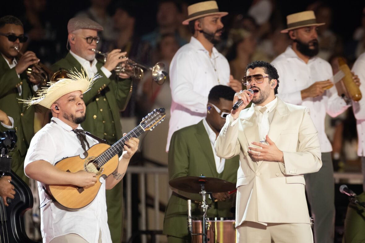 Bad Bunny performs on stage at Dusseldorff tour stop