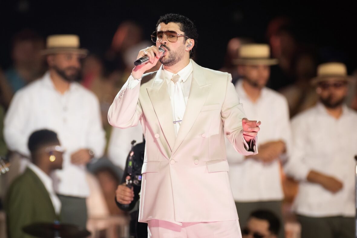 Bad Bunny performs on stage at Dusseldorff tour stop
