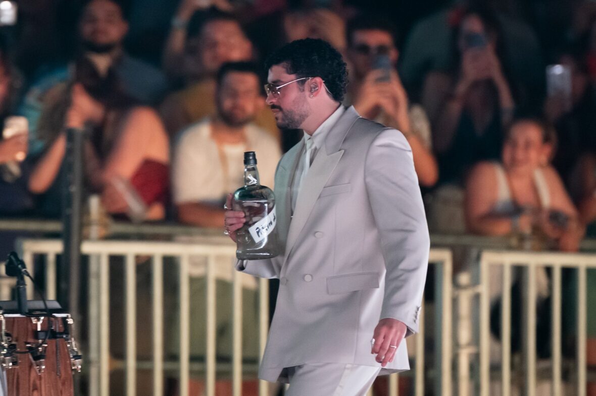 Bad Bunny performs on stage at Dusseldorff tour stop