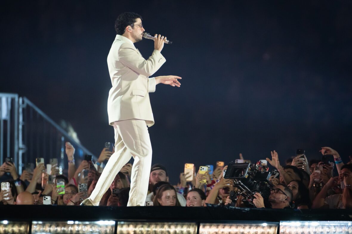 Bad Bunny performs on stage at Dusseldorff tour stop