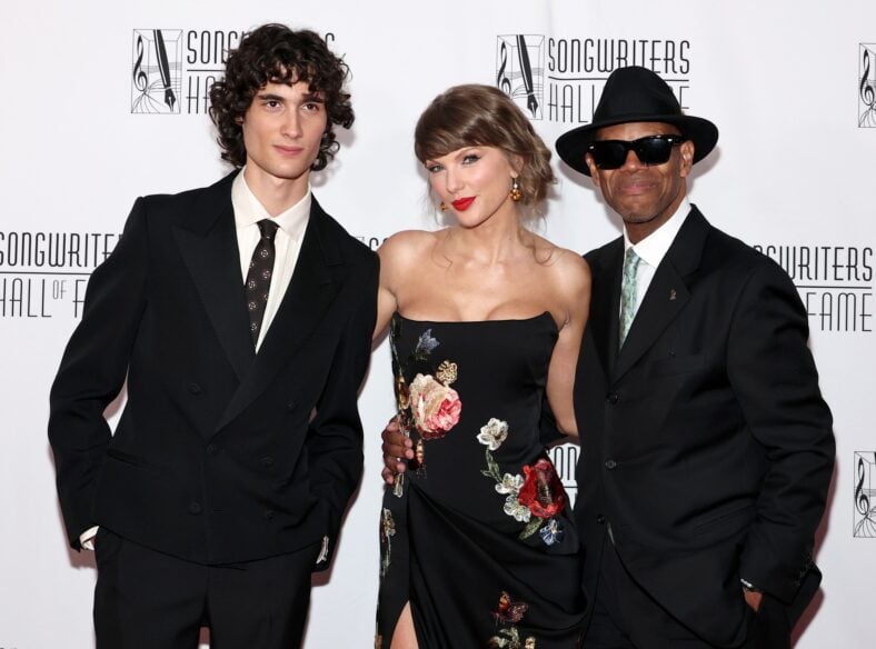 Sombr, Taylor Swift and Jimmy Jam at Songwriters Hall of Fame Induction and Awards Gala