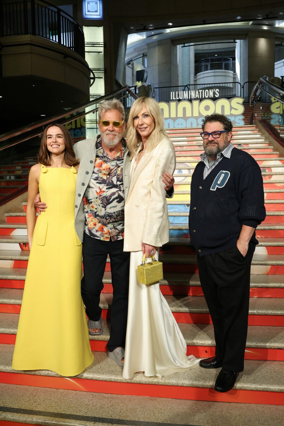 Zoey Deutch, Jeff Bridges, Allison Janney and Bobby Moynihan at Minions & Monsters premiere