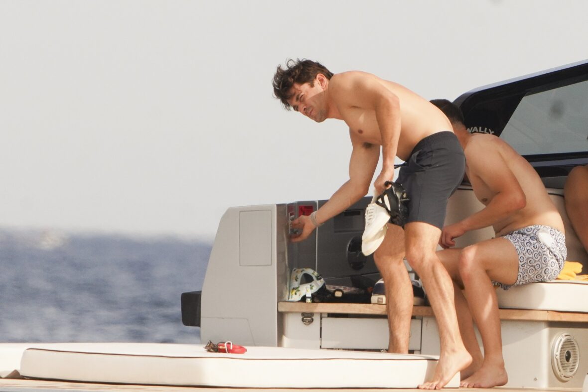 Charles Leclerc vacations aboard a boat in Saint-Tropez