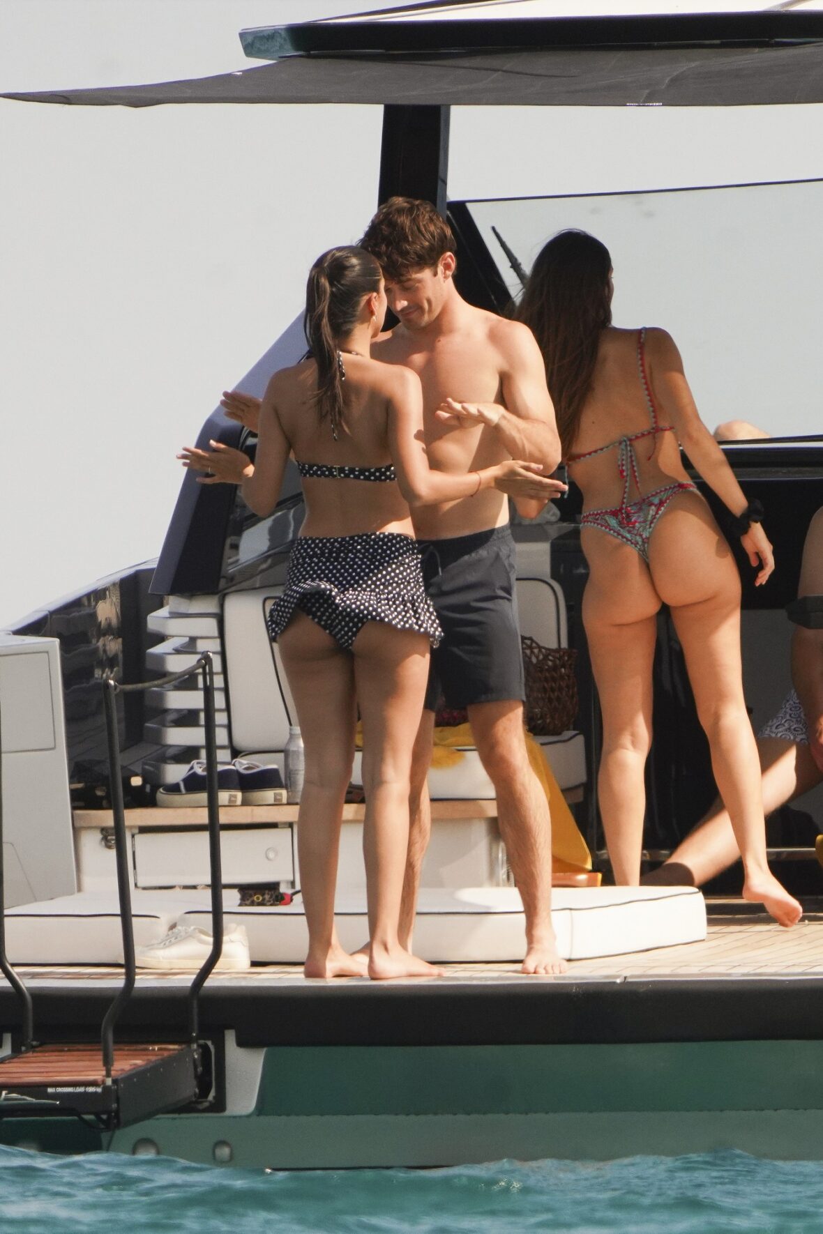 Charles Leclerc and Alexandra Saint Mleux aboard a boat in Saint-Tropez