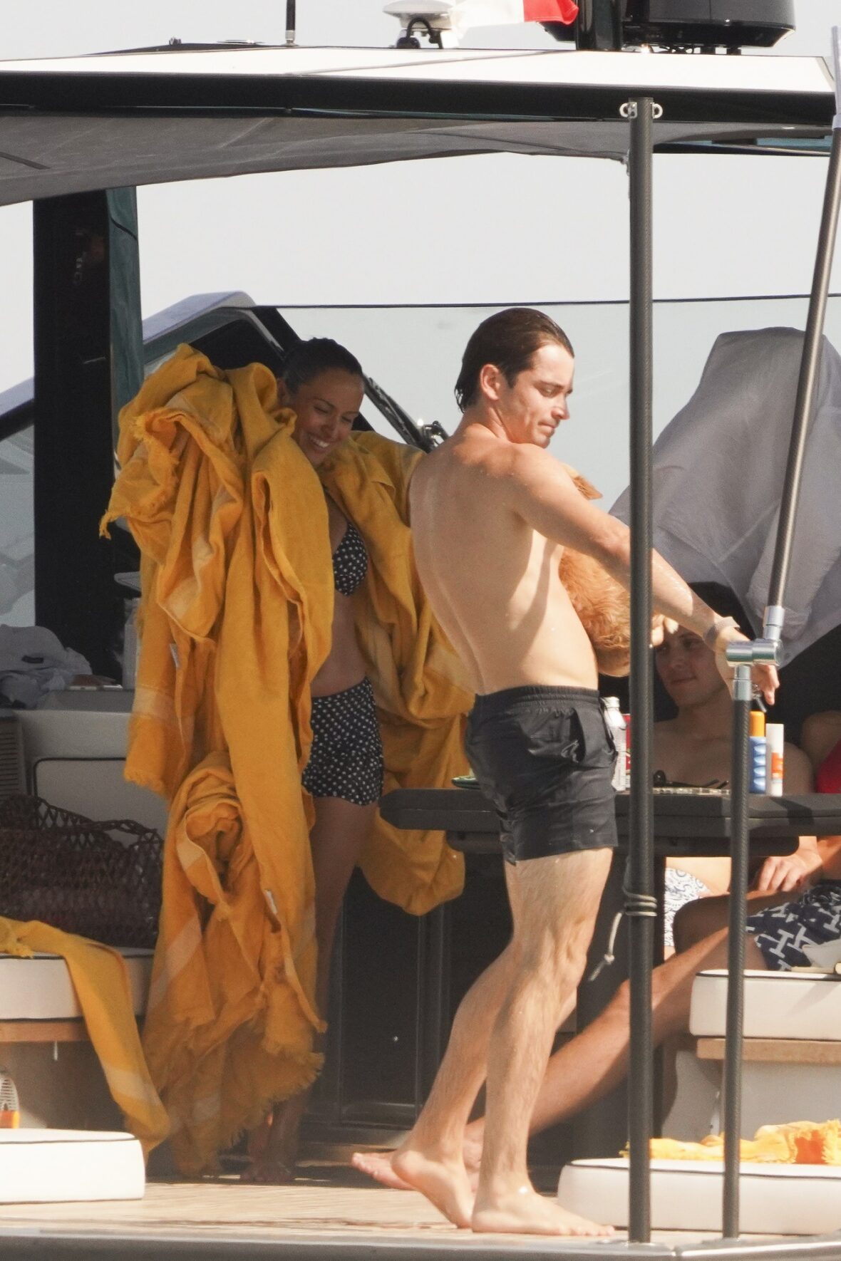 Charles Leclerc and Alexandra Saint Mleux aboard a boat in Saint-Tropez