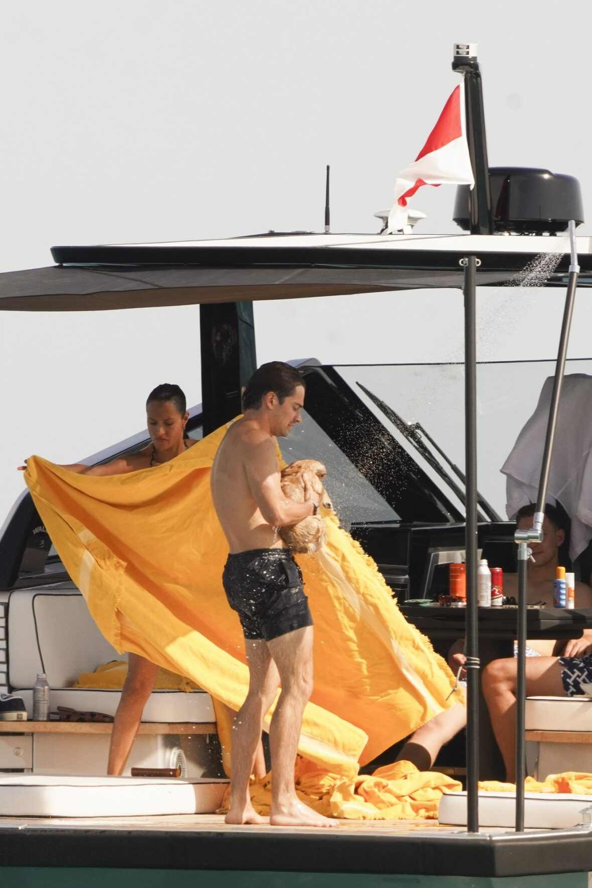 Charles Leclerc and Alexandra Saint Mleux aboard a boat in Saint-Tropez