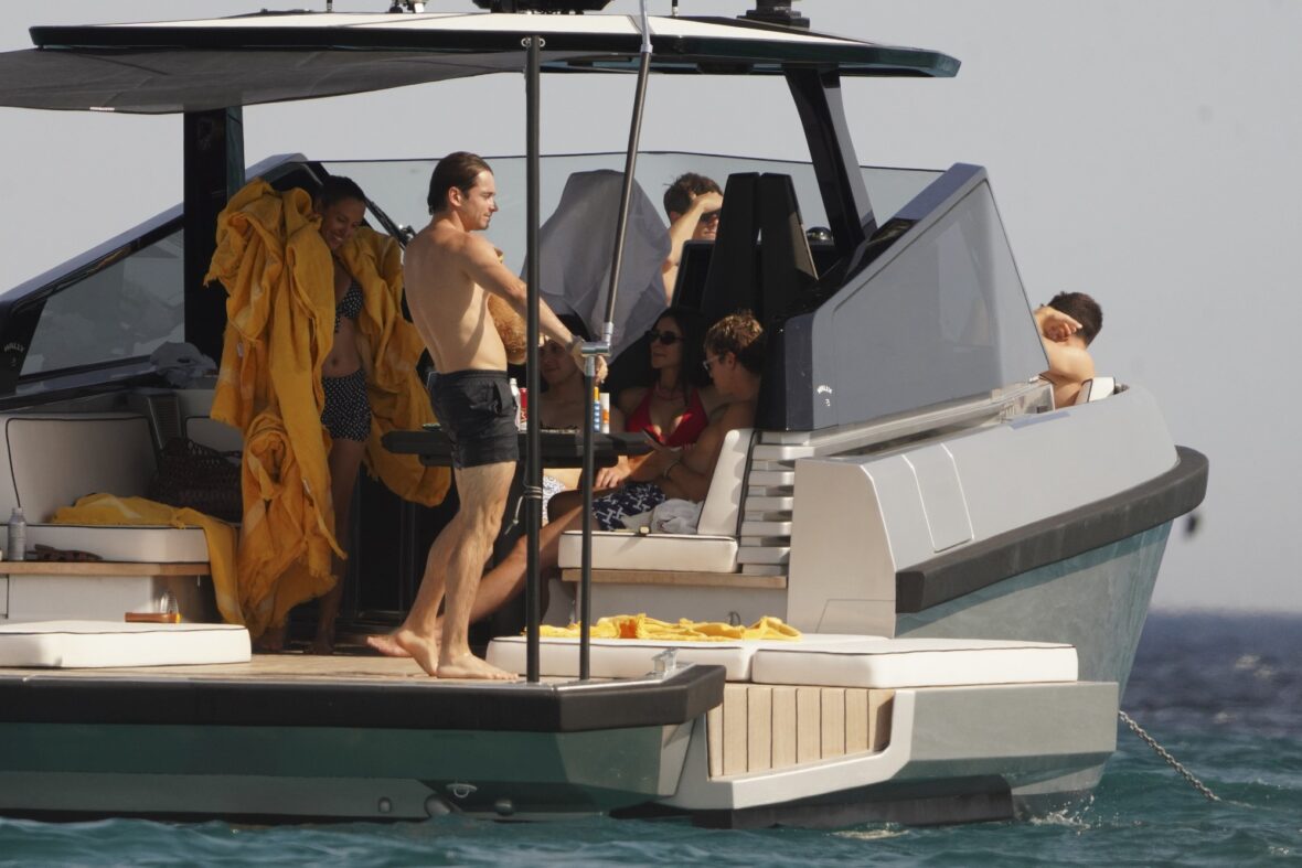 Charles Leclerc and Alexandra Saint Mleux aboard a boat in Saint-Tropez