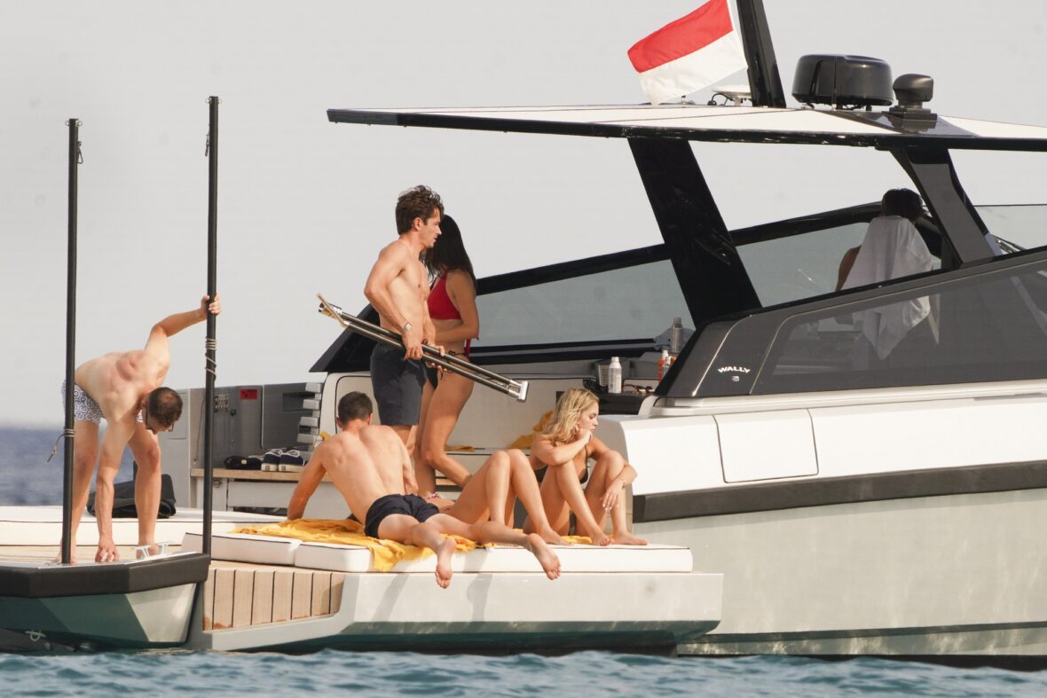 Charles Leclerc and friends aboard a boat in Saint-Tropez