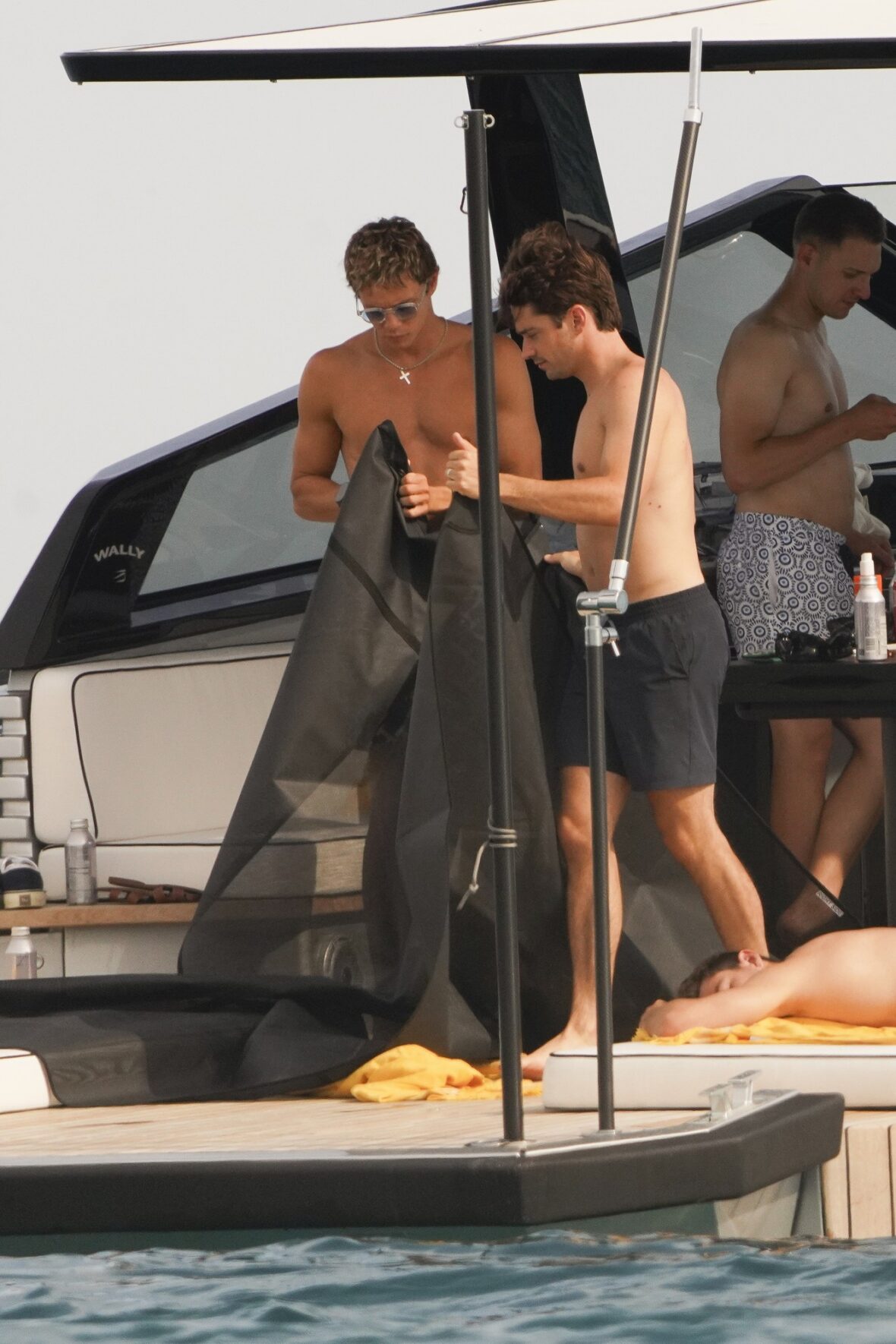 Charles Leclerc and friends aboard a boat in Saint-Tropez