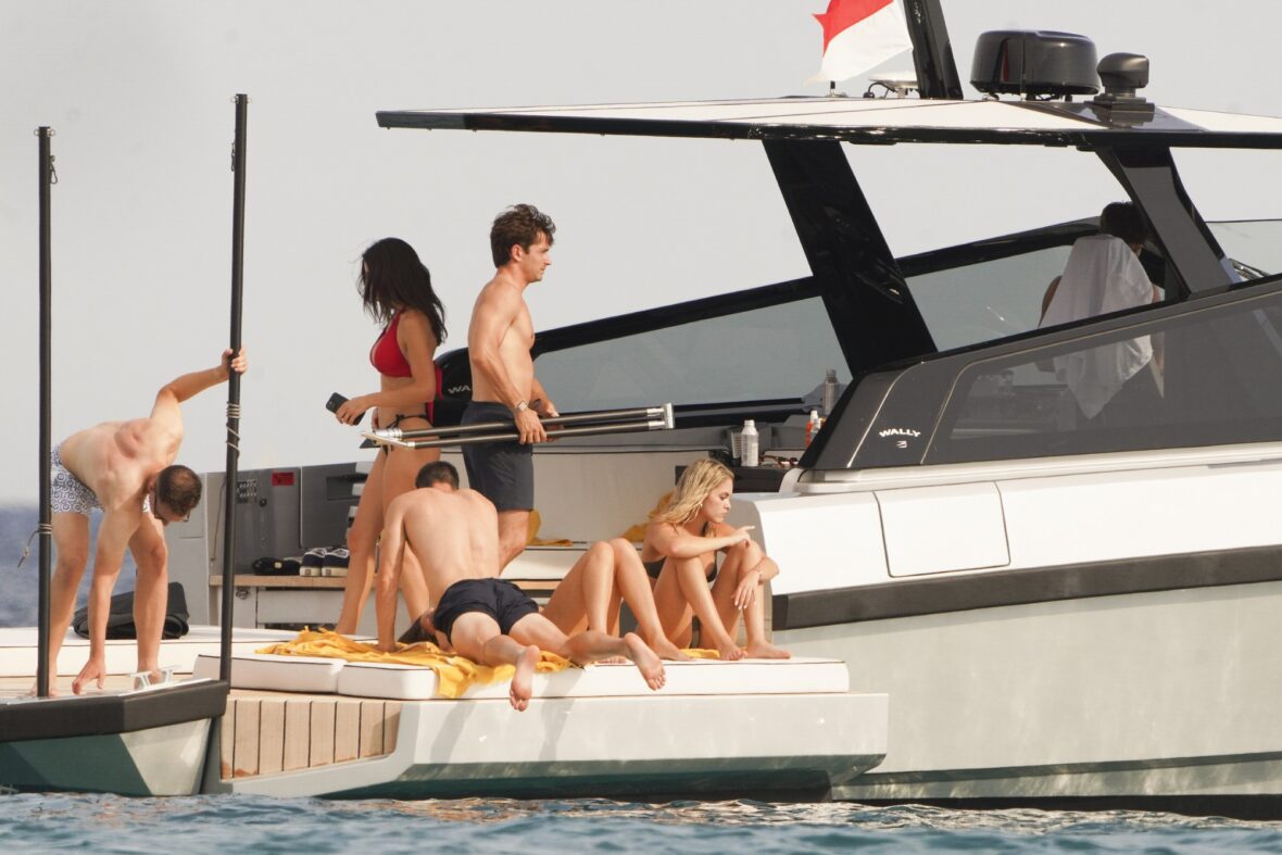 Charles Leclerc and friends aboard a boat in Saint-Tropez