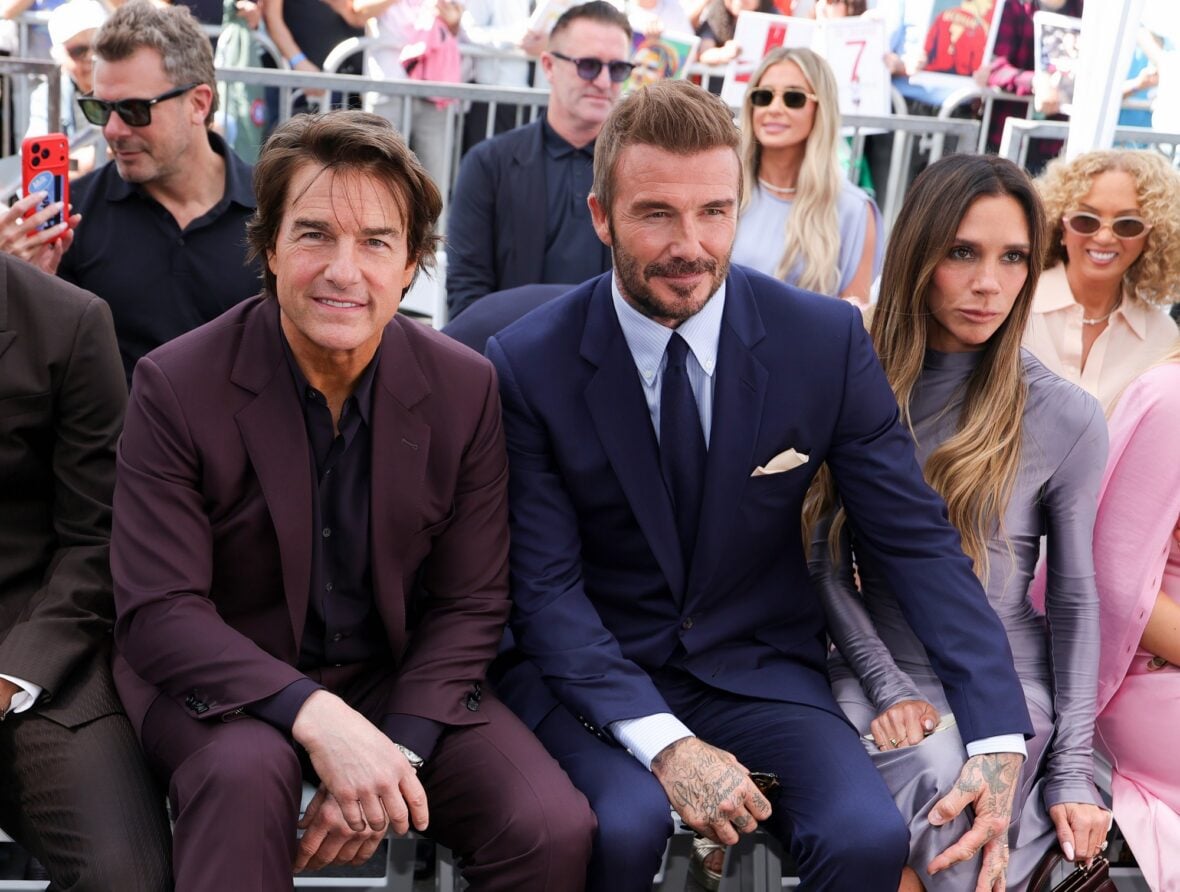 Tom Cruise with the Beckhams at David Beckham's star ceremony