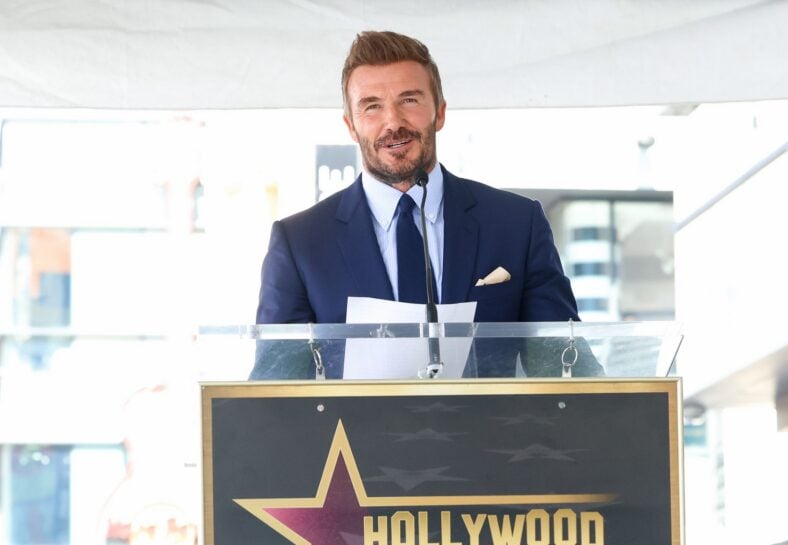 David Beckham speaks at his walk of fame ceremony