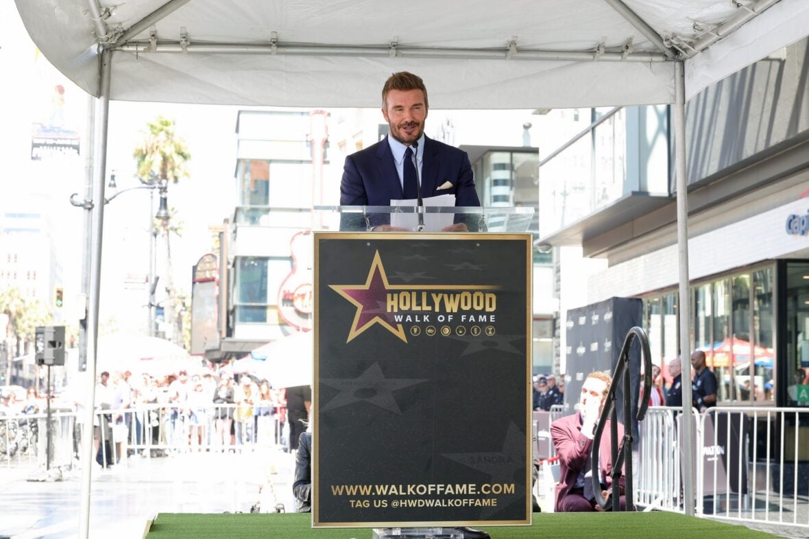 David Beckham speaks at his star ceremony