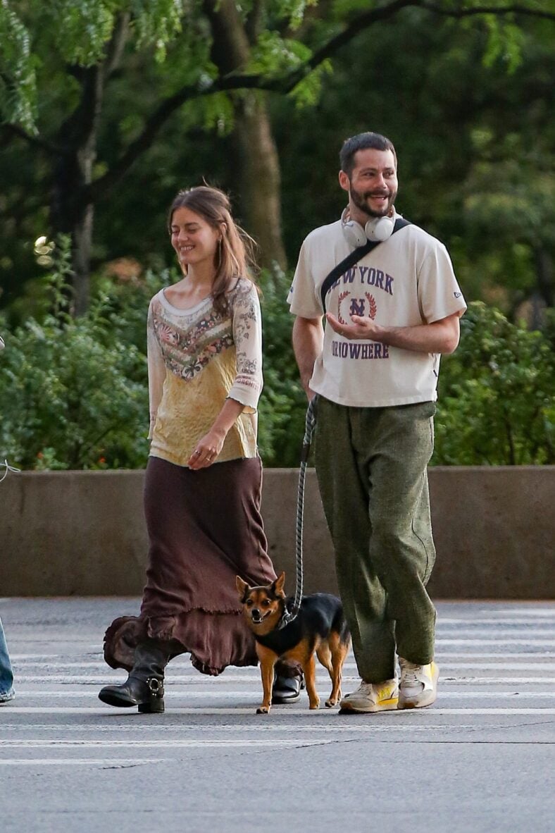 Dylan O'Brien walks alongside Rachael Lange