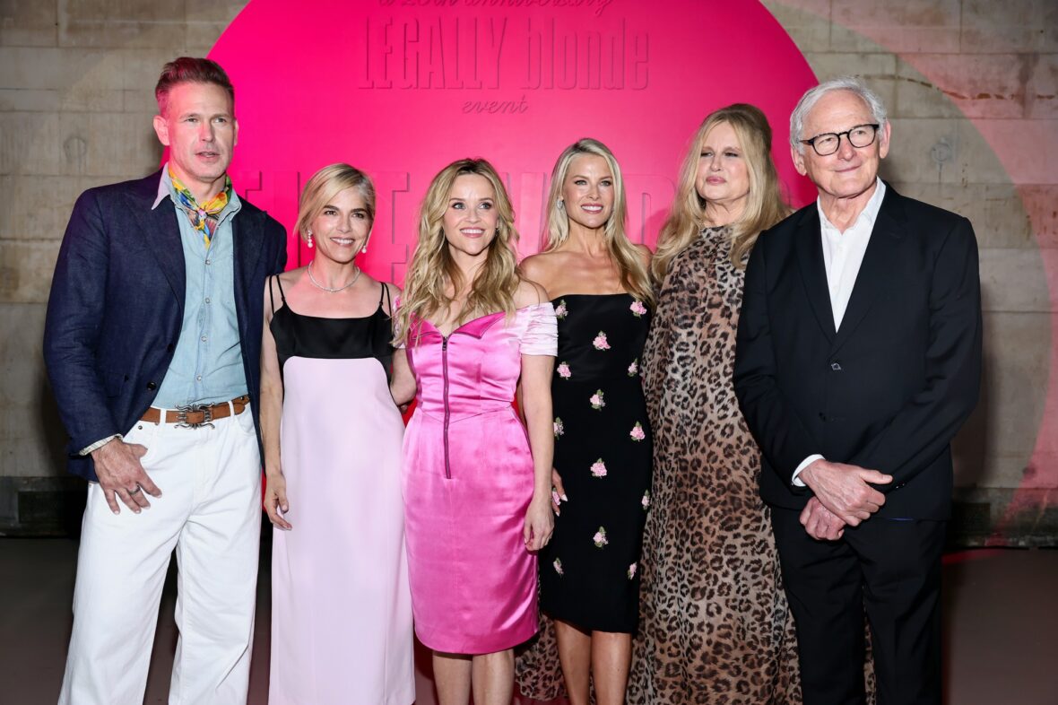 (L-R) Matthew Davis, Selma Blair, Reese Witherspoon, Ali Larter, Jennifer Coolidge and Victor Garber attend as Prime Video Celebrates "Elle World"