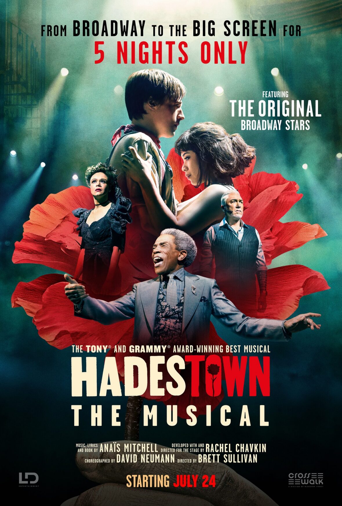 Hadestown pro shot movie poster featuring original Broadway stars