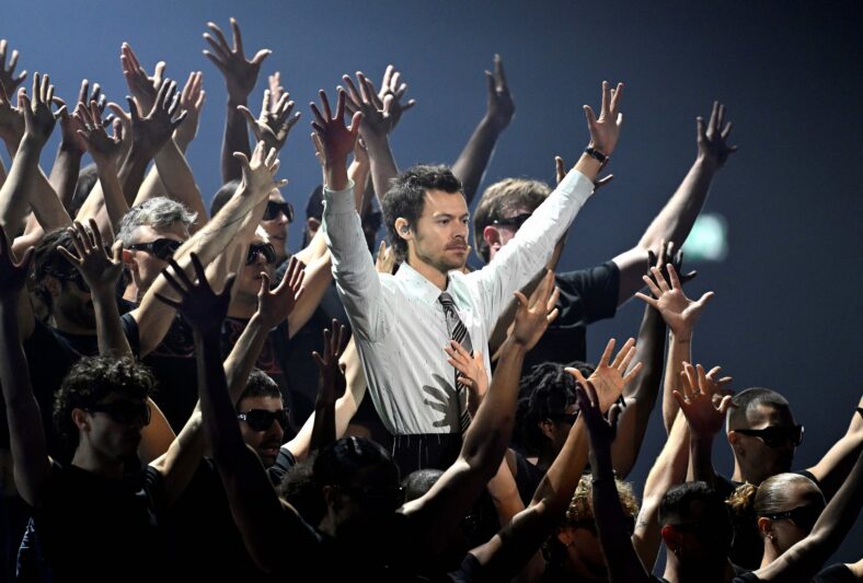 Harry Styles performs 'Aperture' on stage during The BRIT Awards 2026 