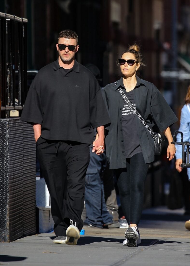Jessica Biel and Justin Timberlake holding hands in NYC on June 15