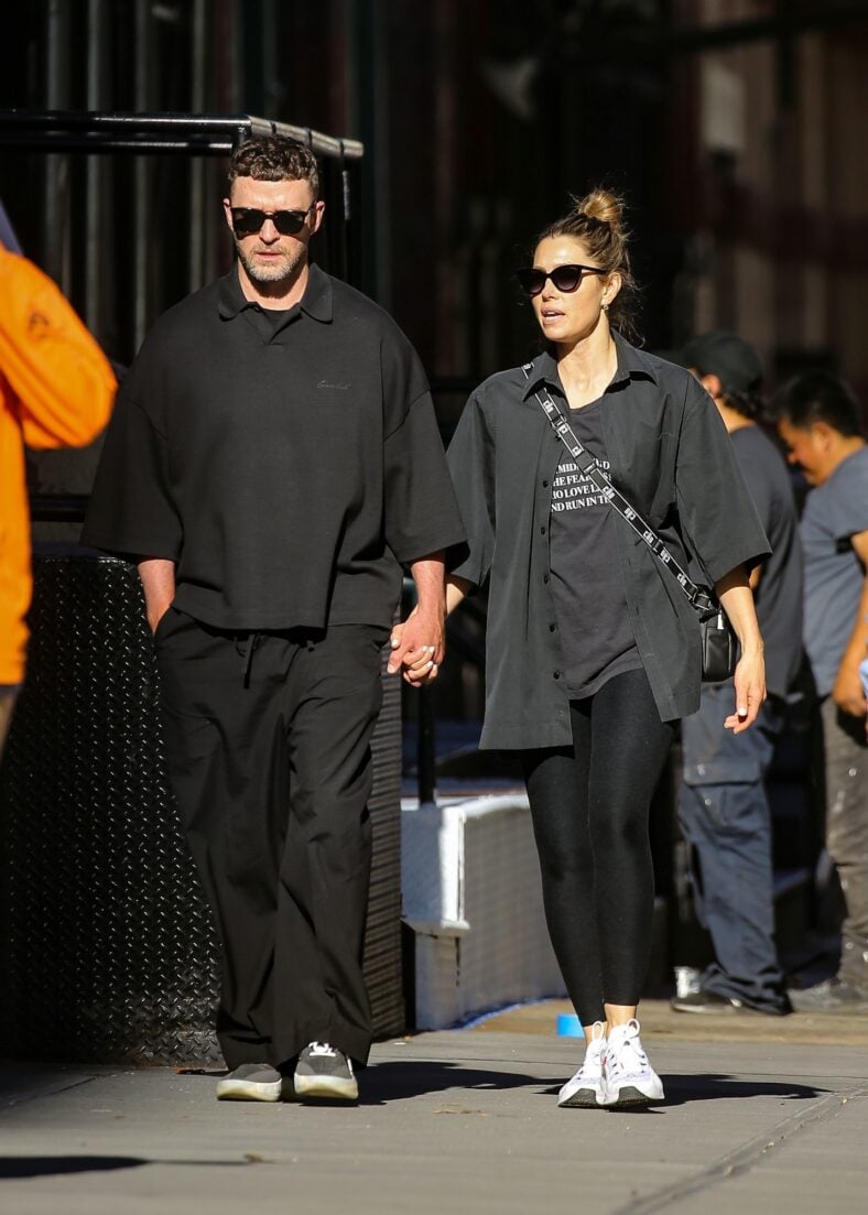 Jessica Biel and Justin Timberlake holding hands in NYC on June 15